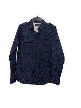 Truth Substance Mens Navy Blue Long-Sleeve Button-Down Shirt Size L Slim fit